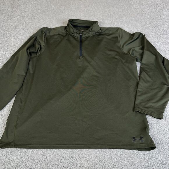 Under Armour Shirt Mens Large Green Loose 1/4 Zip Pullover Long Sleeve Sweater - Picture 1 of 10